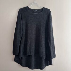 Eileen Fisher Charcoal Grey Mesh Knit Tencel Merino Wool Tunic Womens Medium